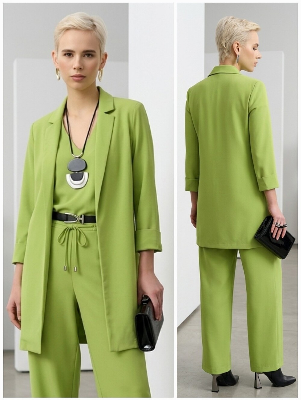 Joseph Ribkoff 14 Modern Contemporary Resortwear Key Lime Notched Open Blazer